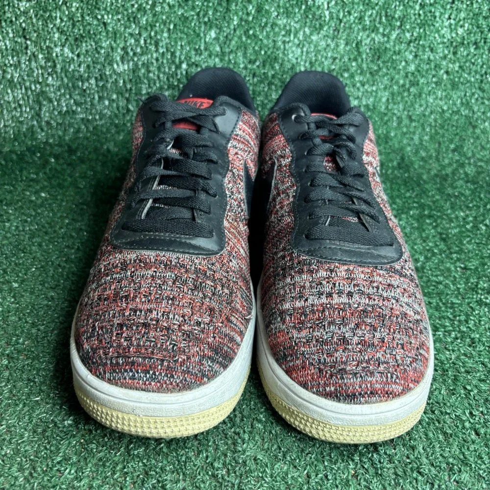 Nike Air Force‎ 1 Flyknit 2.0 CI0051-600 Low Top Red Black Sneakers Mens Size 11